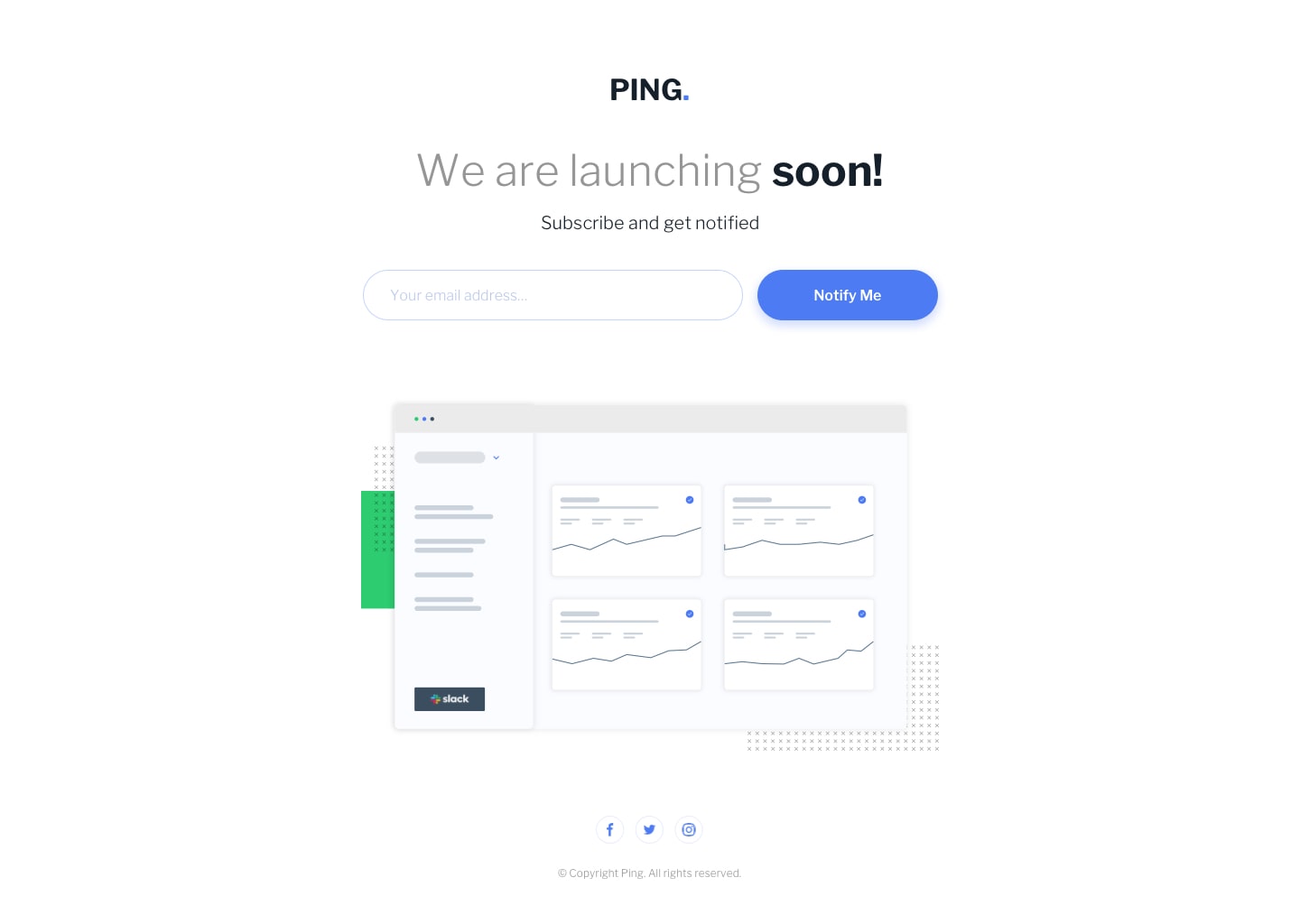 Ping single column coming soon page